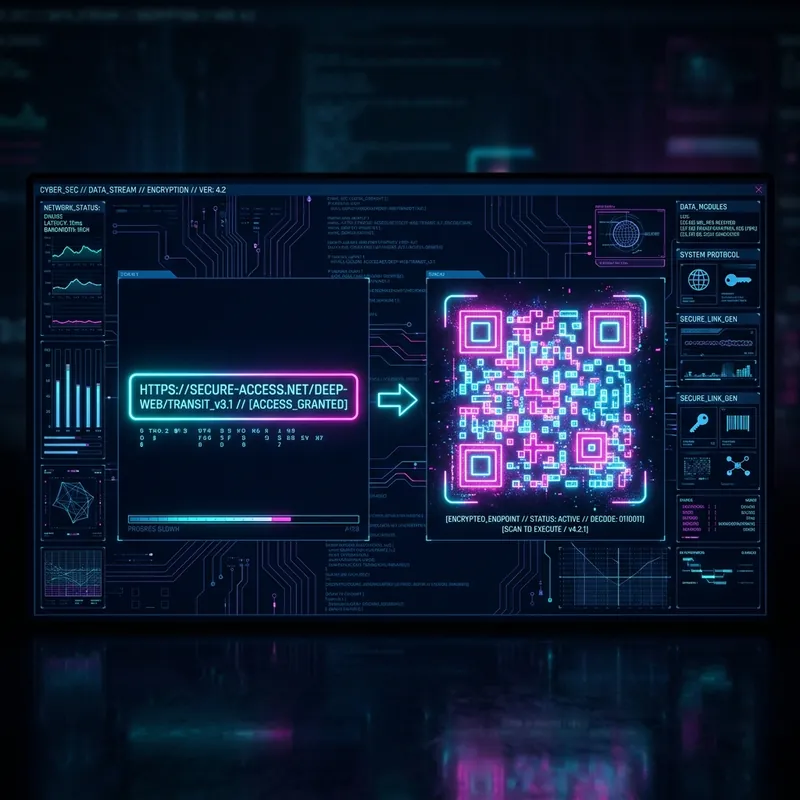 Cyberpunk interface showing a Best Free QR Code Generator - No Sign Up